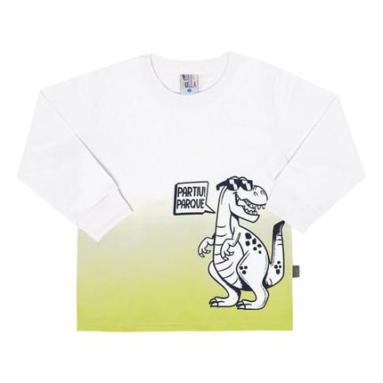 Camiseta Manga Longa Branco - Bebê - Meia Malha Camiseta Branco Ref:47250-3-G - Marca Pulla Bulla