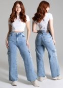 Calça Jeans Sawary Wide Leg Petit - 277876 - Azul - Sawary - Marca Sawary