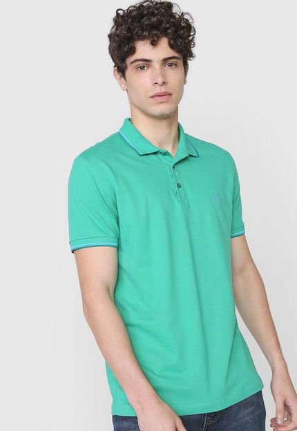 Camisa Polo Dudalina Reta Frisos Verde - Marca Dudalina