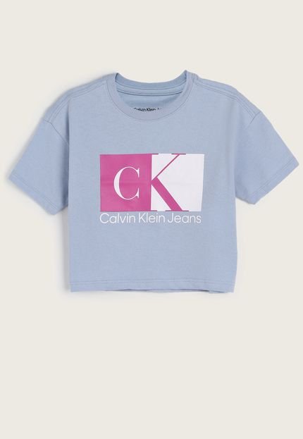Camiseta Infantil Calvin Klein Kids Logo Bicolor Azul - Marca Calvin Klein Kids