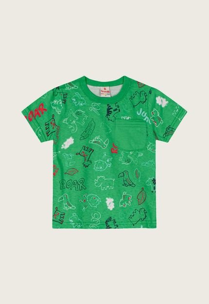 Camiseta Infantil Brandili Dinossauro Verde - Marca Brandili