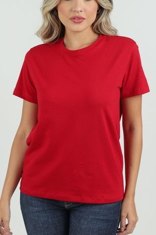 Blusa Tshirt Decote Redondo Vermelho P Gazzy