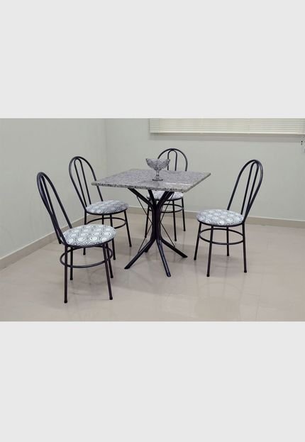 Conjunto Cozinha Sevilha 0,75 com Granito c/4 cadeiras Milla AçoMix Cinza - Marca Açomix