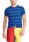 Camiseta Polo Ralph Lauren Custom Slim Fit Stripe Azul - Marca Polo Ralph Lauren