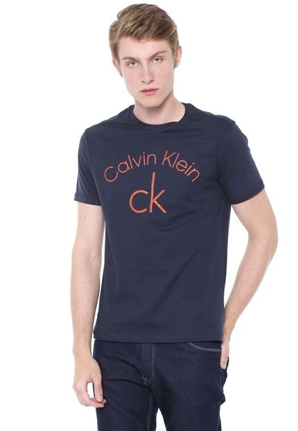 Camiseta Calvin Klein Slim Lettering Azul-Marinho - Marca Calvin Klein