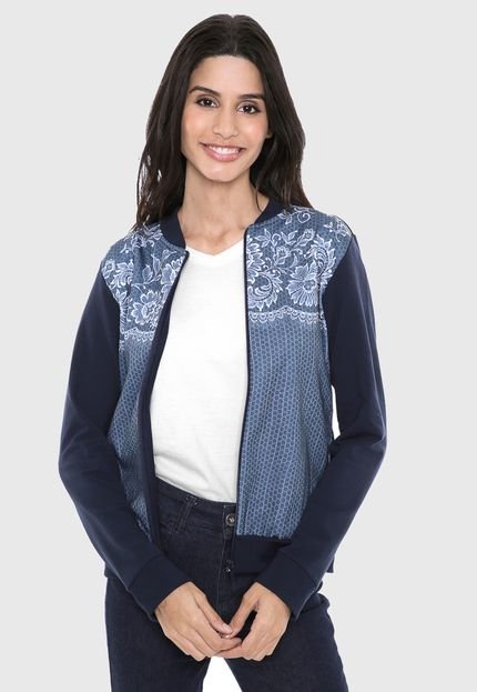 Jaqueta Bomber Malwee Estampada Azul - Marca Malwee