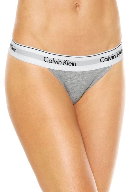 Calcinha Calvin Klein Underwear Tanga Logo Cinza - Marca Calvin Klein Underwear