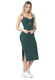 Vestido Largo Mujer Verde Botella Mp 5164