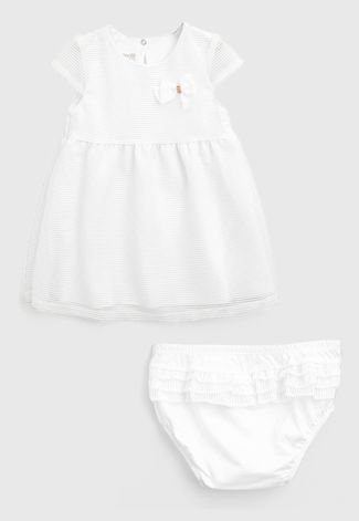 Vestido Brandili Infantil Com Tapa Fralda Branco
