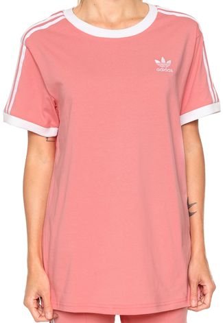 Camiseta adidas originals clearance 3 stripes rosa