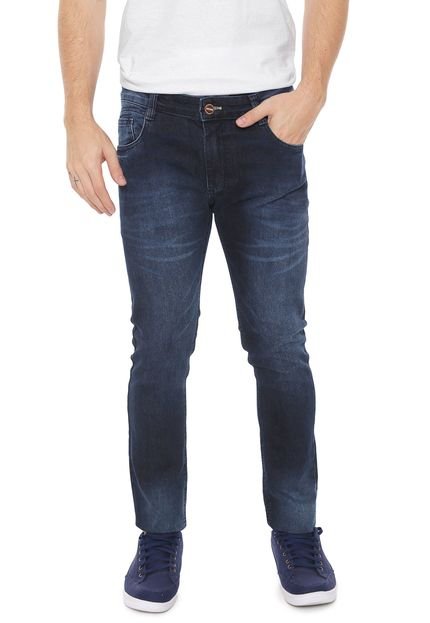 Calça Jeans Gangster Skinny Estonada Azul-marinho - Marca Gangster