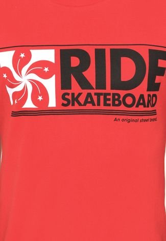 Camiseta Manga Curta Ride Skateboard Hong Kong Vermelha