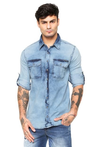 Camisa Jeans Zune Reta Estonada Azul - Marca Zune