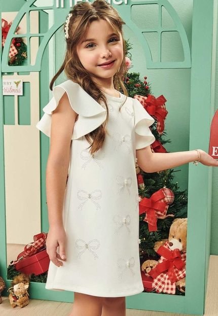 Vestido Infantil Manga Curta Branco Infanti 2 Branco - Marca Infanti
