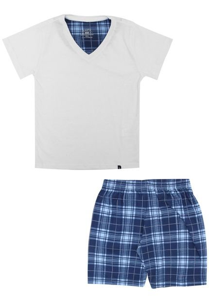 Pijama Lupo Curto Menino Branco/Azul - Marca Lupo