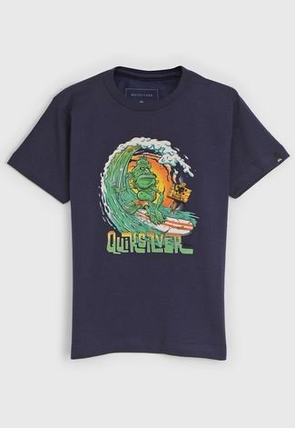 Camiseta Quiksilver Infantil Surf Azul-Marinho
