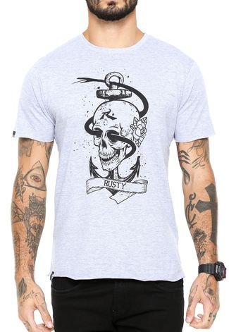 Camiseta Rusty Skull Anchor Cinza
