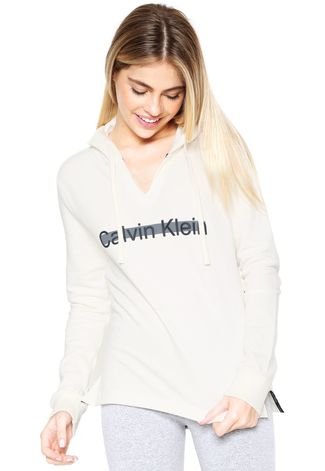 Moletom Fechado Calvin Klein Logo Off-White