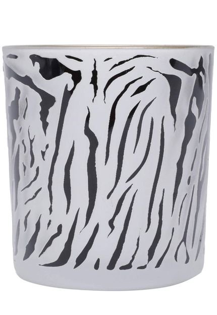 Castiçal  Vidro Animal Printing Zebra  Branco - Marca Urban