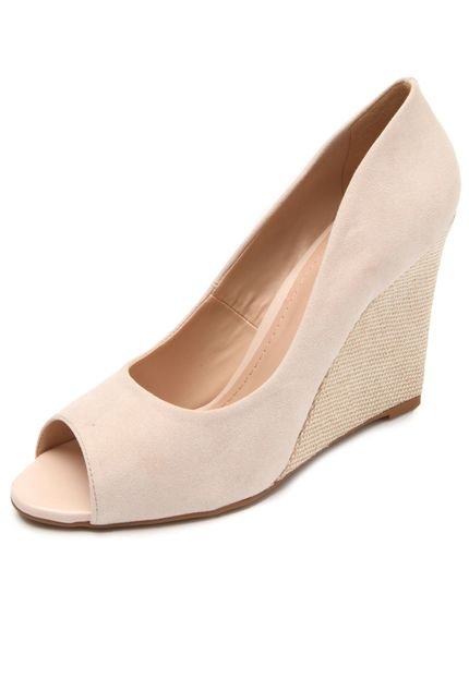 Peep Toe FiveBlu Anabela Off White - Marca FiveBlu