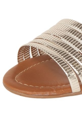 Rasteira DAFITI SHOES Tiras Dourada - Compre Agora