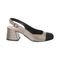 Scarpin Sapato Slingback Feminino Salto Grosso Bico Quadrado Prata Velho - Marca Stessy Shoes