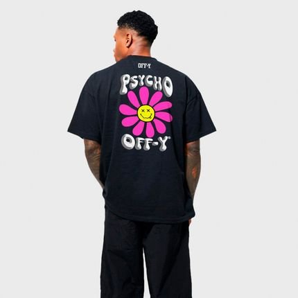 Camiseta Floral Basica Oversized Preta - Marca Prison