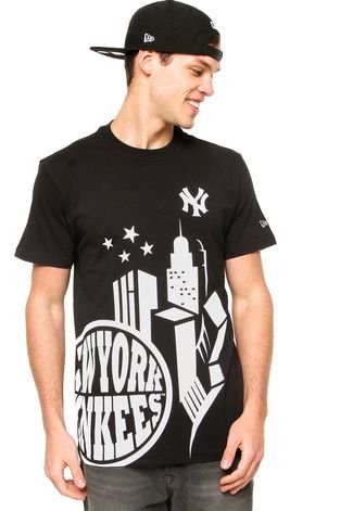 Camiseta Manga Curta New Era Usa Cities 13 New York Preta