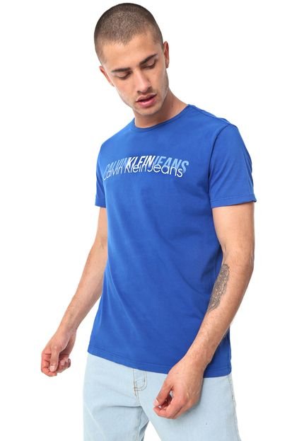 Camiseta Calvin Klein Jeans Lettering Azul - Marca Calvin Klein Jeans