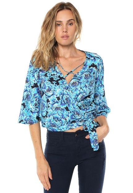 Blusa Enfim Transpassada Azul - Marca Enfim