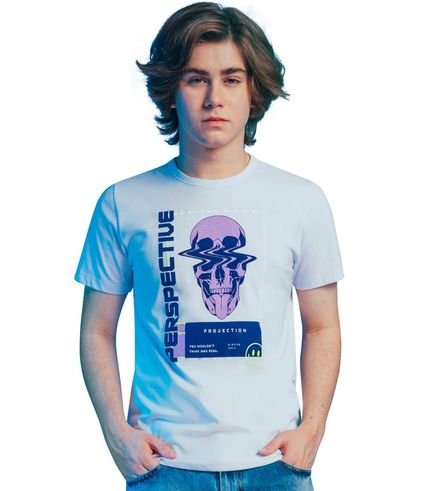Camiseta Juvenil Masculina Caveira Rovitex Branco - Marca Rovitex Teen