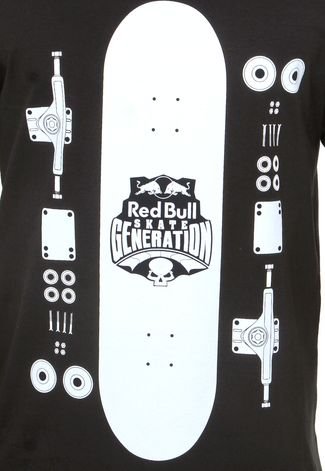 Camiseta Manga Curta Red Bull RB SG Skate Parts Preta