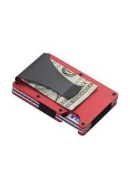 Billetera Tarjetero Hombre Aluminio Bloqueo RFID 0221 Rojo