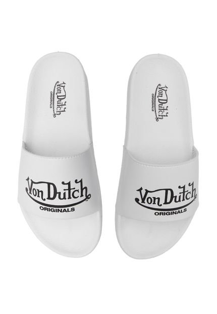 Chinelo Slide Von Dutch Logo Branco - Marca Von Dutch 