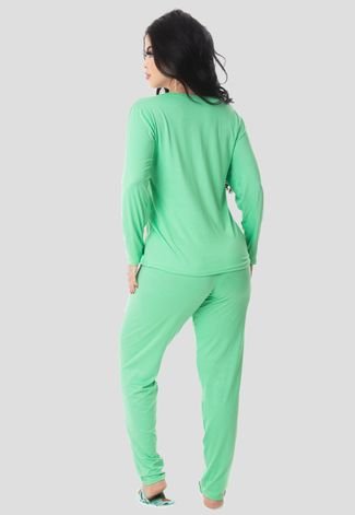 Pijama Longo Suede Inverno Adulto Feminino MdMix Verde 