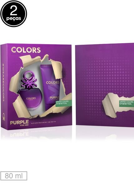 Kit Perfume 2 pçs Colors Purple Her 80ml - Marca Benetton Fragrances