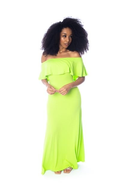 Vestido Moda Vício Longo Ciganinha Verde Lima - Marca Moda Vício