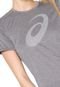 Camiseta Asics W Running Pes Logo Ss Cinza - Marca Asics