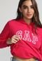 Blusa de Moletom Flanelada Fechada GAP Logo Bordado Pink - Marca GAP