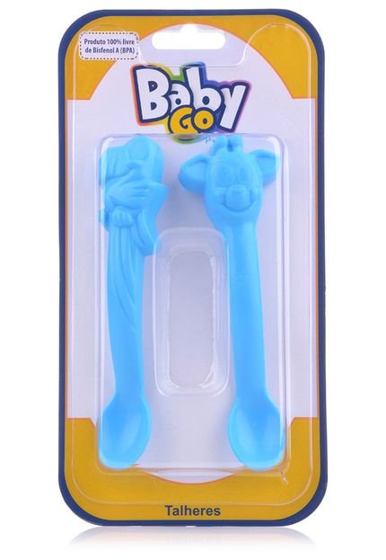 Talheres Arara e Girafa 3D Azul Escuro Baby Go - Marca BabyGo
