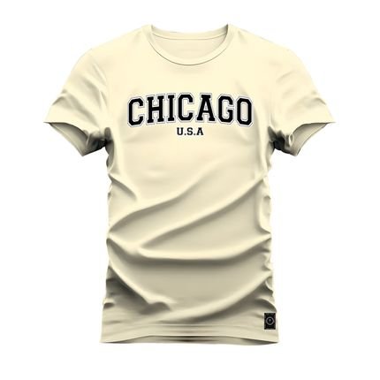 Camiseta Plus Size Algodão Premium Estampada Chicago USA - Pérola - Marca Nexstar