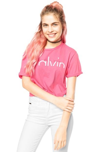 Blusa Calvin Klein Jeans Estampa Rosa - Marca Calvin Klein Jeans