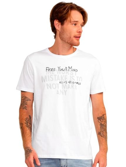 Camiseta Ellus Masculina Cotton Fine Free Your Mind Foil Branca - Marca Ellus