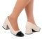 Scarpin Sapato Boneca CapToe Salto Grosso Bico Quadrado Strass Off White - Marca Stessy Shoes