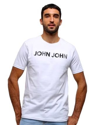 Camiseta John John Masculina Regular Logo Out Branca 