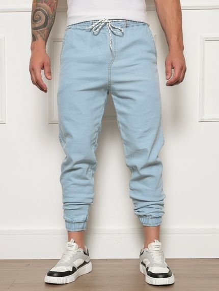  Calça Jogger Jeans Delave Masculina Azul Claro - Marca CKF Wear