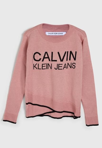 Suéter Calvin Klein Kids Infantil Tricot Lettering Rosa - Marca Calvin Klein Kids