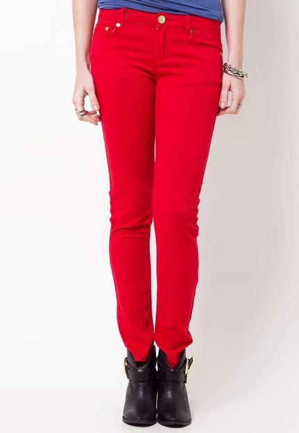 Calça Jeans Mercatto Skinny Rebites Vermelha - Marca Mercatto
