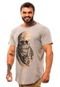 Camiseta Longline Masculina MXD Conceito para Academia e Casual Desert Skull Bandana Mescla Cinza Meia Malha - Marca Alto Conceito