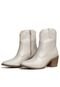Bota Texana Western Bico Fino Cano Curto Country Couro Croco Off White Kuento Shoes - Marca KUENTO SHOES